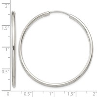 Sterling Silver 2mm Hoop Earrings view 4