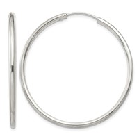 Sterling Silver 2mm Hoop Earrings view 1
