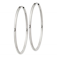 Sterling Silver 2mm Hoop Earrings view 2