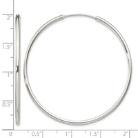 Sterling Silver 2mm Hoop Earrings view 4