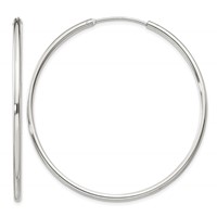 Sterling Silver 2mm Hoop Earrings view 1