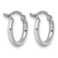 Sterling Silver Rhodium-plated 2mm Round Hoop Earrings view 4