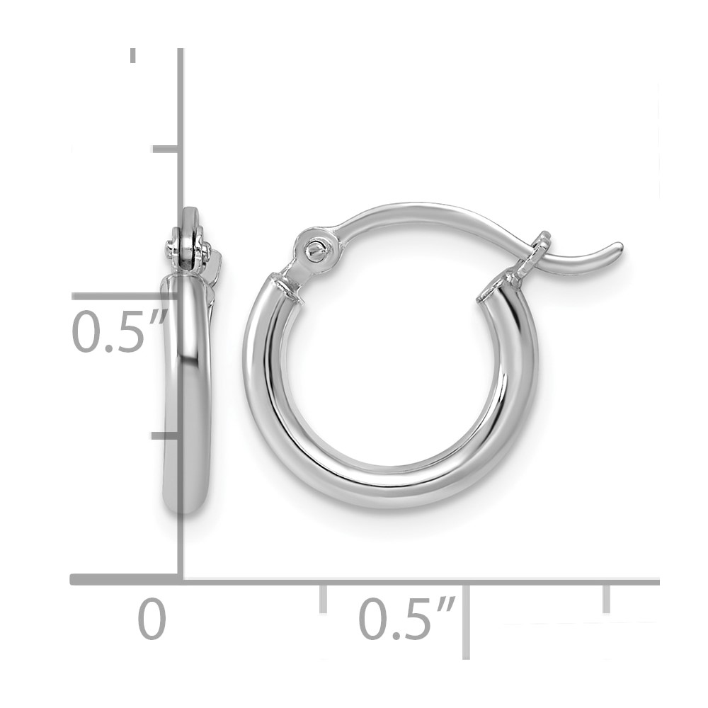Sterling Silver Rhodium-plated 2mm Round Hoop Earrings (QE4375)