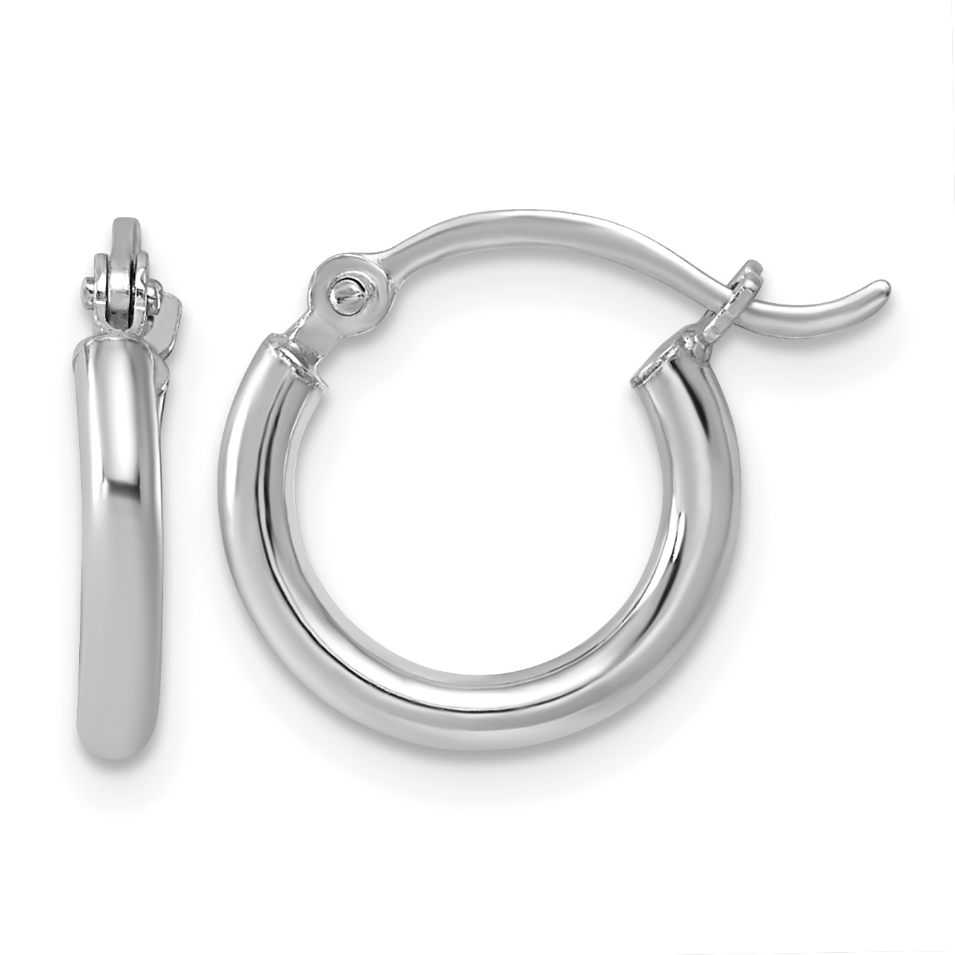 Sterling Silver Rhodium-plated 2mm Round Hoop Earrings (QE4375)