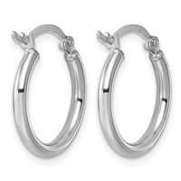 Sterling Silver Rhodium-plated 2mm Round Hoop Earrings view 4