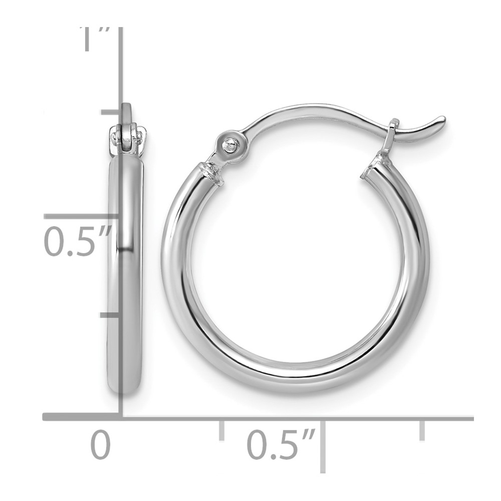 Sterling Silver Rhodium-plated 2mm Round Hoop Earrings (QE4376)