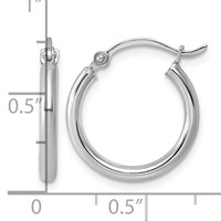 Sterling Silver Rhodium-plated 2mm Round Hoop Earrings view 5