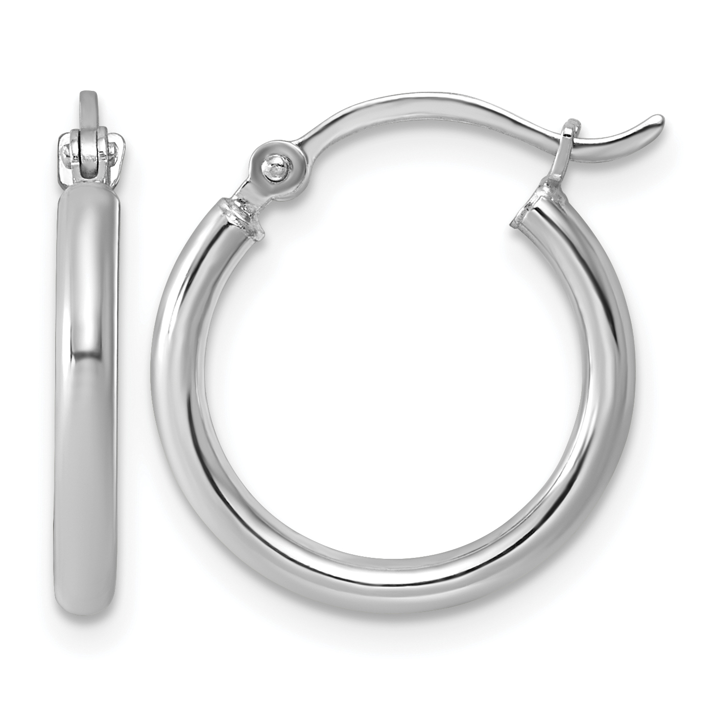 Sterling Silver Rhodium-plated 2mm Round Hoop Earrings (QE4376)