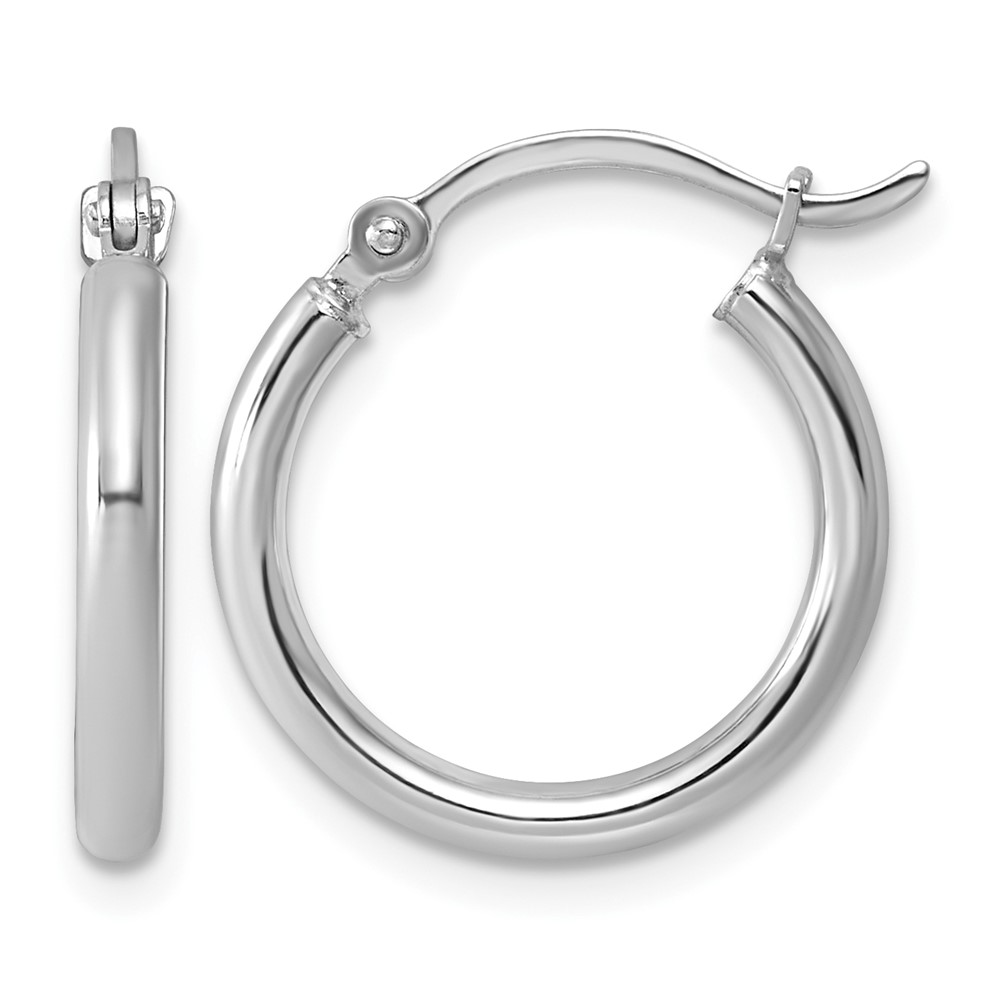 Sterling Silver Rhodium-plated 2mm Round Hoop Earrings (QE4376)