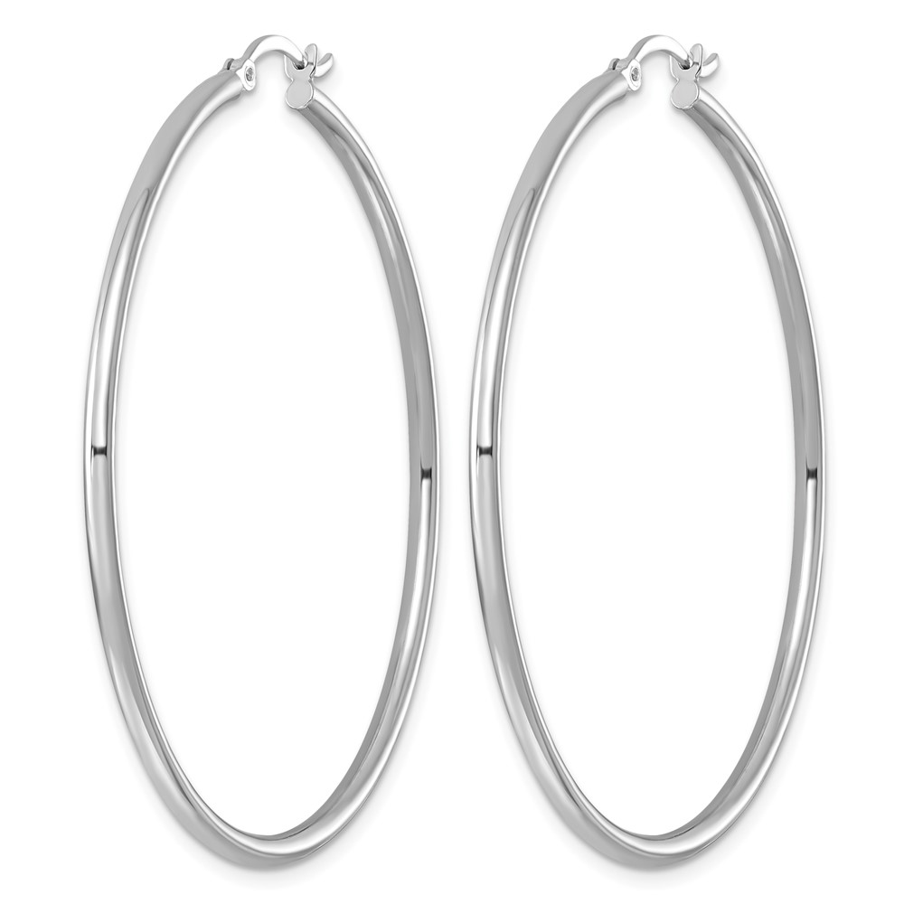 Sterling Silver Rhodium-plated 2mm Round Hoop Earrings (QE4377)