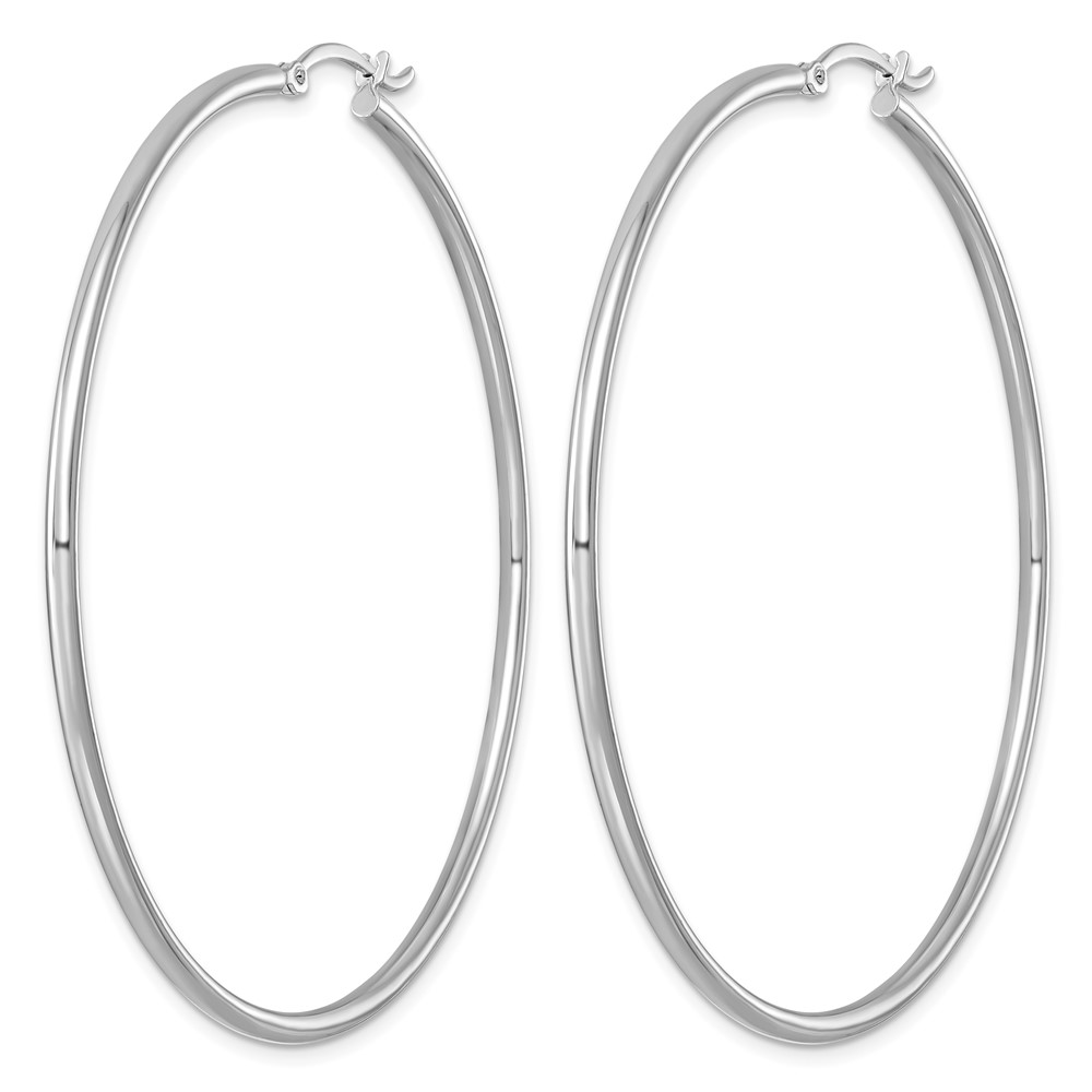 Sterling Silver Rhodium-plated 2mm Round Hoop Earrings (QE4378)