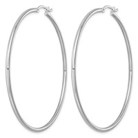 Sterling Silver Rhodium-plated 2mm Round Hoop Earrings view 2