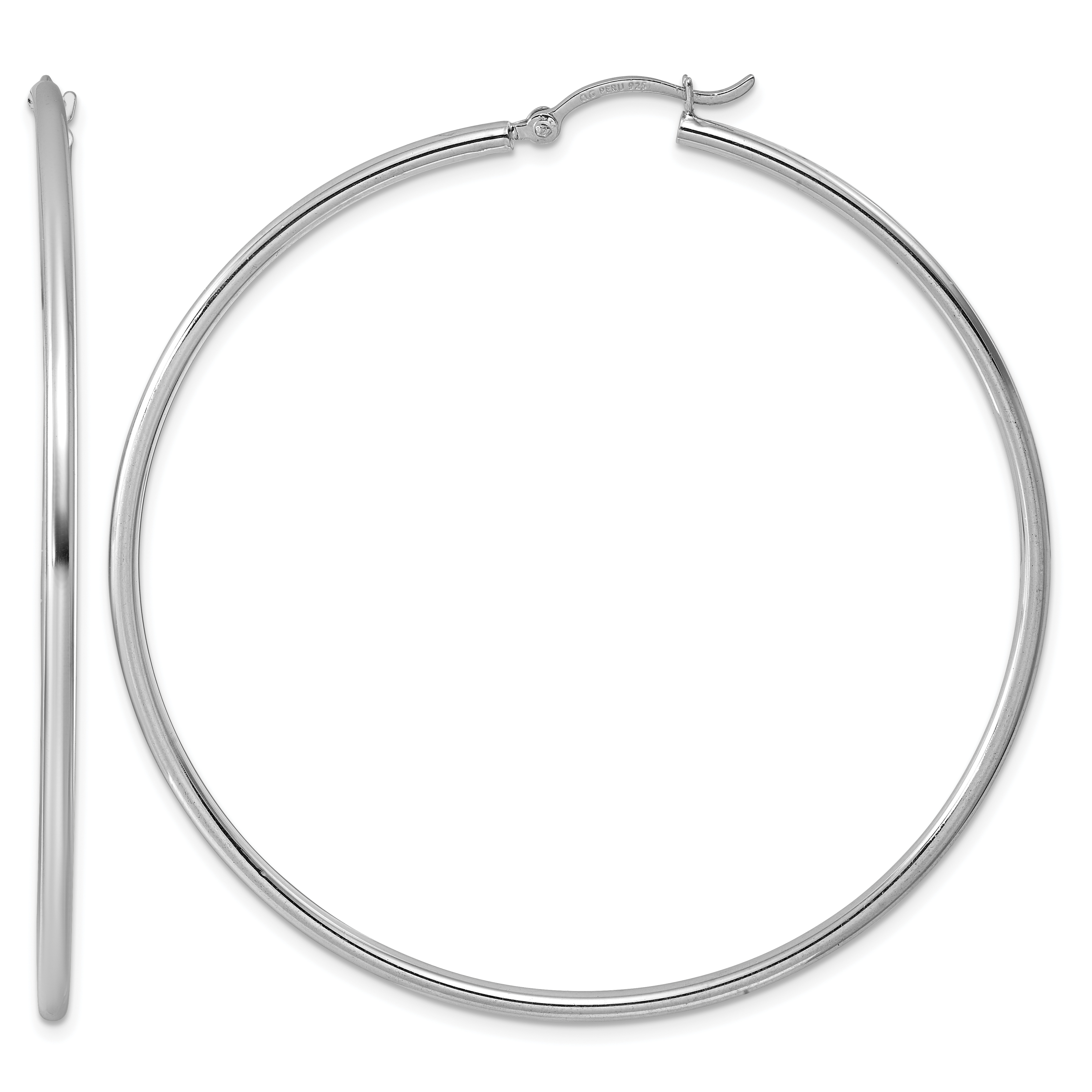 Sterling Silver Rhodium-plated 2mm Round Hoop Earrings (QE4378)