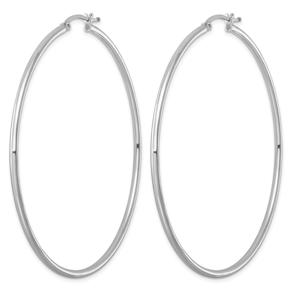 Sterling Silver Rhodium-plated 2mm Round Hoop Earrings (QE4379)
