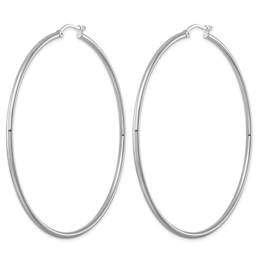 Sterling Silver Rhodium-plated 2mm Round Hoop Earrings (QE4380)