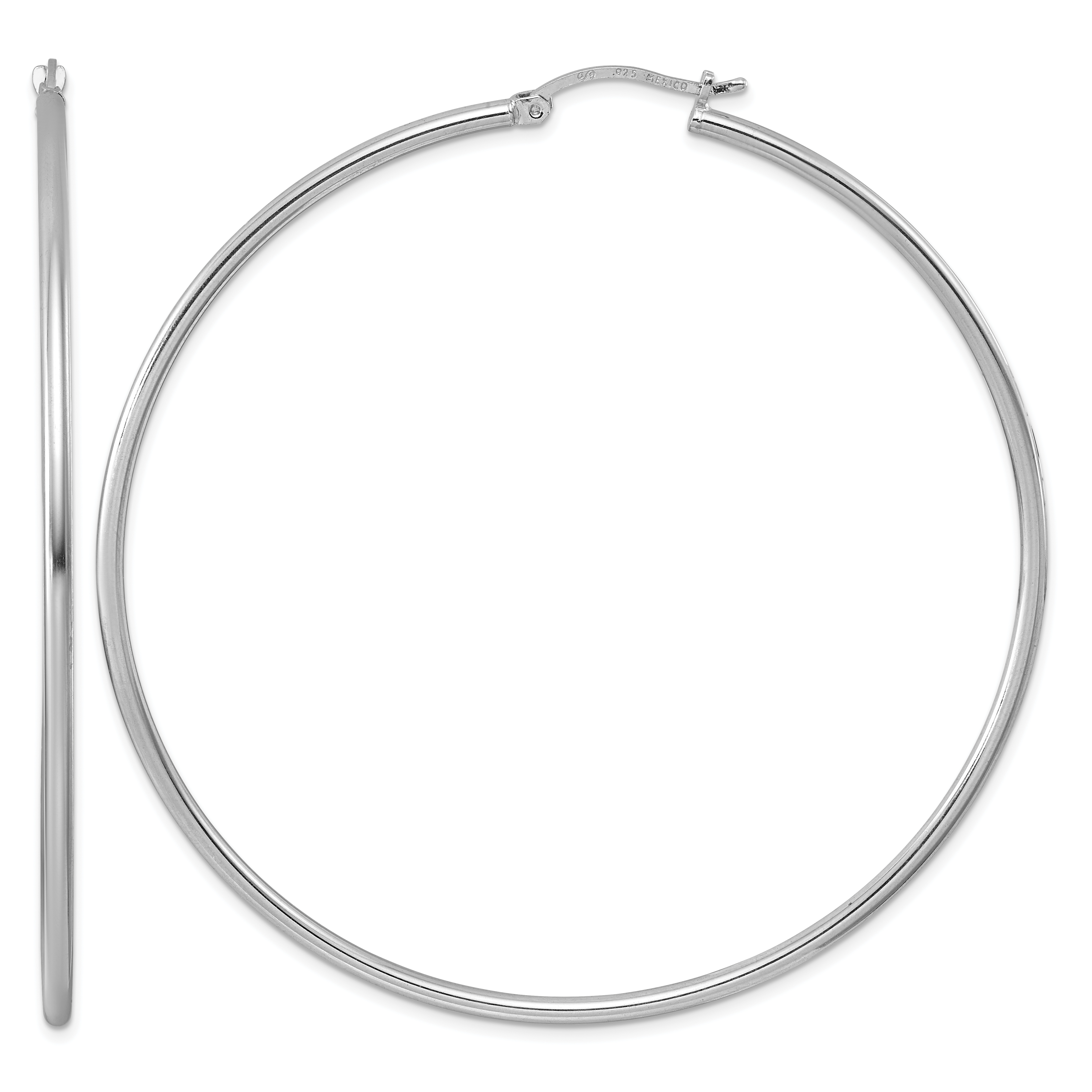 Sterling Silver Rhodium-plated 2mm Round Hoop Earrings (QE4380)