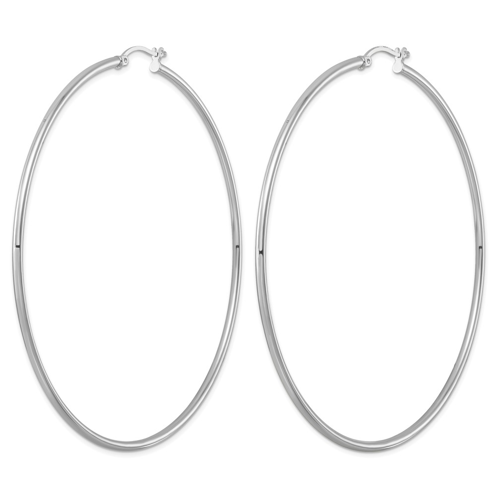 Sterling Silver Rhodium-plated 2mm Round Hoop Earrings (QE4381)