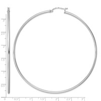 Sterling Silver Rhodium-plated 2mm Round Hoop Earrings view 5