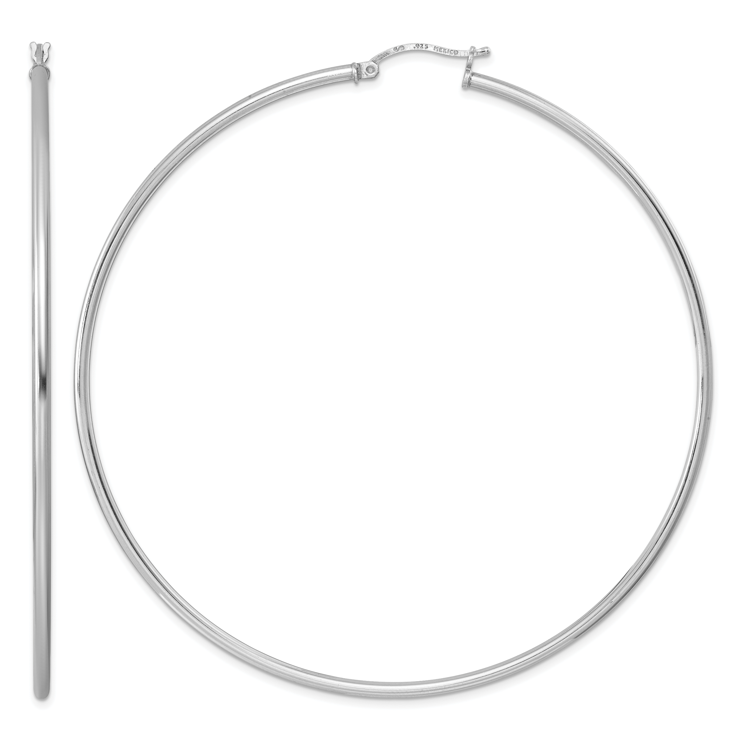 Sterling Silver Rhodium-plated 2mm Round Hoop Earrings (QE4381)