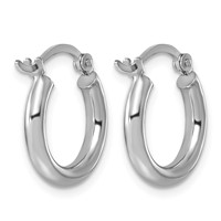 Sterling Silver Rhodium-plated 2.5mm Round Hoop Earrings view 4