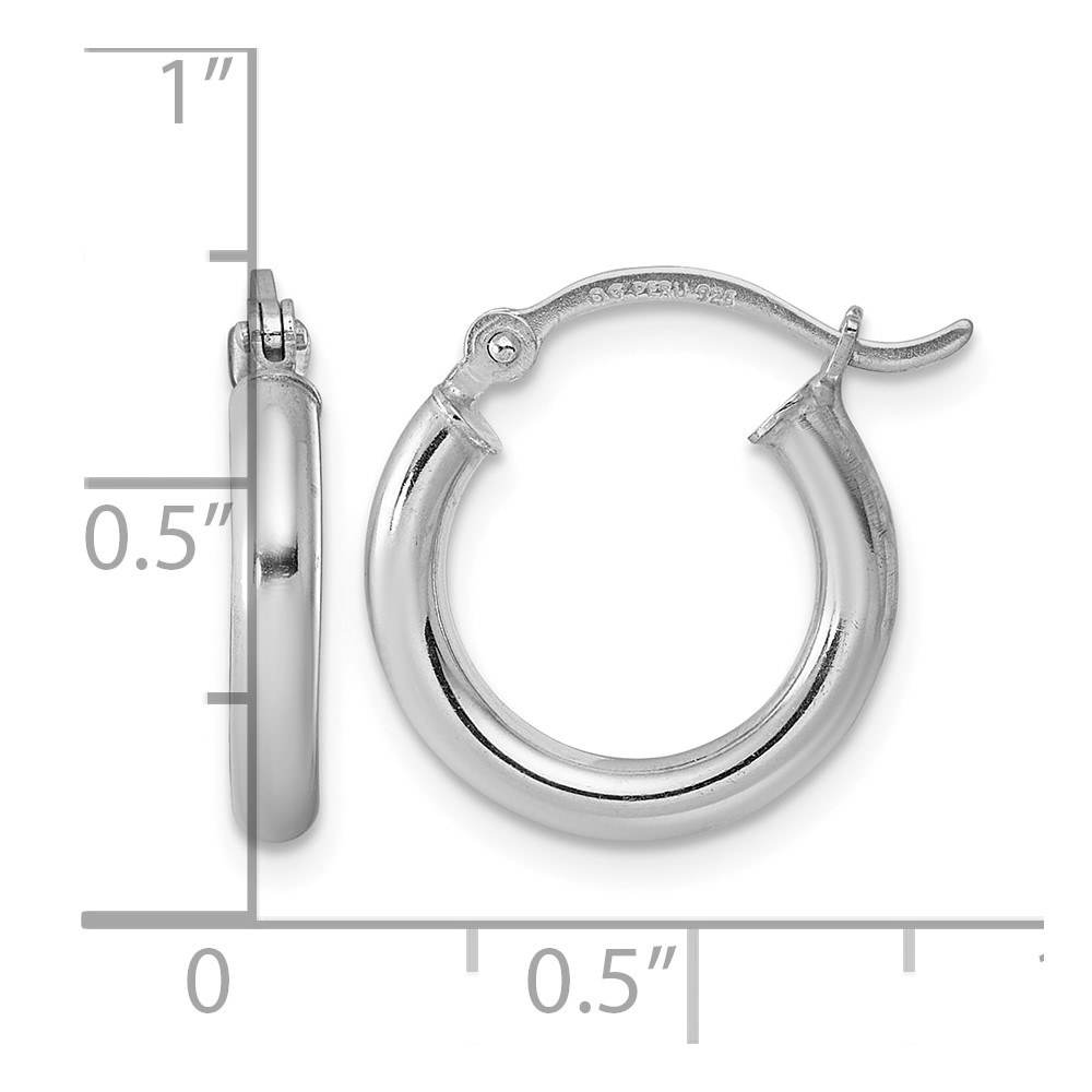 Sterling Silver Rhodium-plated 2.5mm Round Hoop Earrings (QE4382)