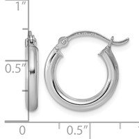 Sterling Silver Rhodium-plated 2.5mm Round Hoop Earrings view 5