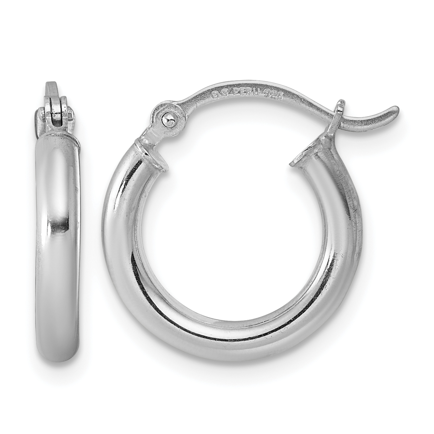 Sterling Silver Rhodium-plated 2.5mm Round Hoop Earrings (QE4382)