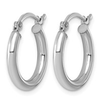 Sterling Silver Rhodium-plated 2.5mm Round Hoop Earrings view 2