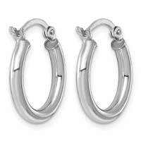 Sterling Silver Rhodium-plated 2.5mm Round Hoop Earrings view 4