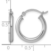 Sterling Silver Rhodium-plated 2.5mm Round Hoop Earrings view 5