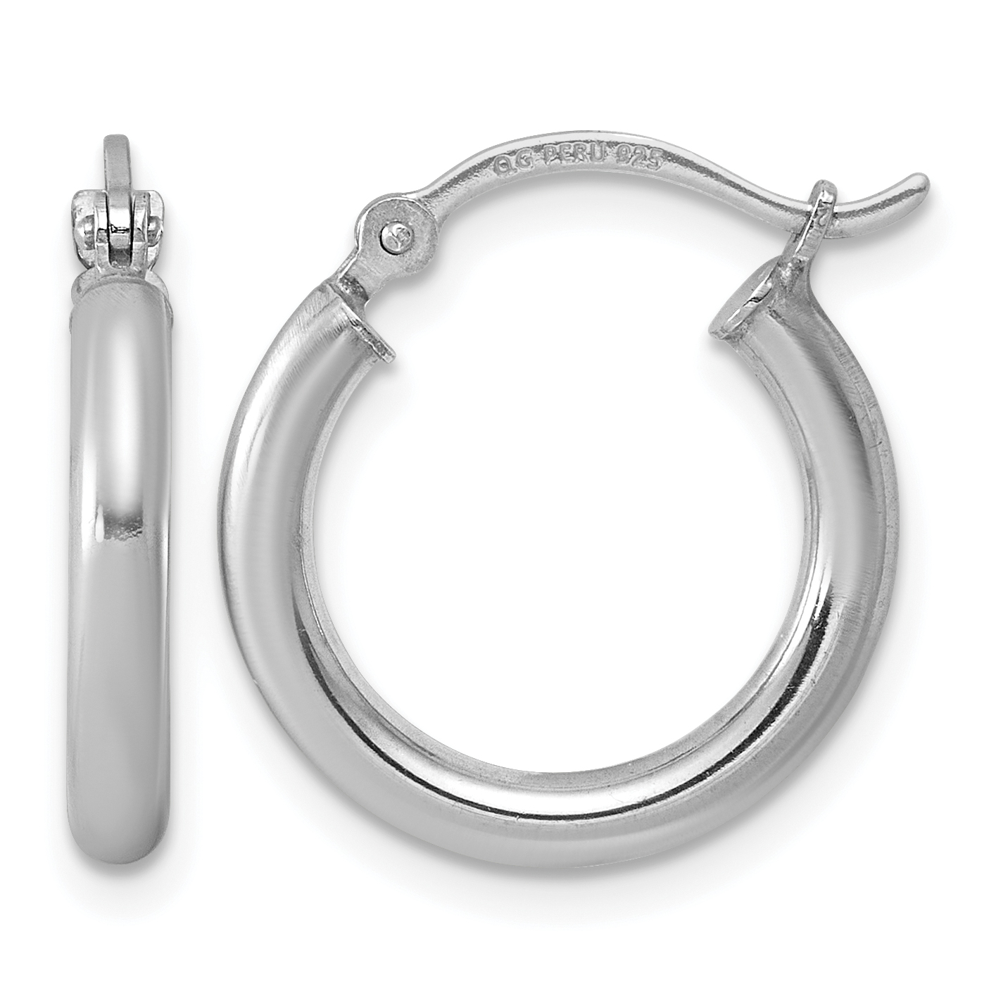 Sterling Silver Rhodium-plated 2.5mm Round Hoop Earrings (QE4383)