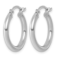 Sterling Silver Rhodium-plated 2.5mm Round Hoop Earrings view 2