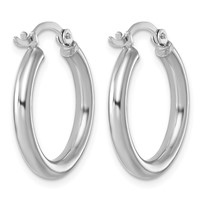 Sterling Silver Rhodium-plated 2.5mm Round Hoop Earrings view 4