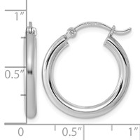 Sterling Silver Rhodium-plated 2.5mm Round Hoop Earrings view 5