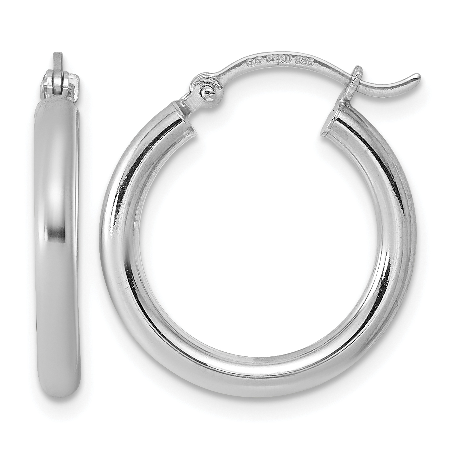 Sterling Silver Rhodium-plated 2.5mm Round Hoop Earrings (QE4384)