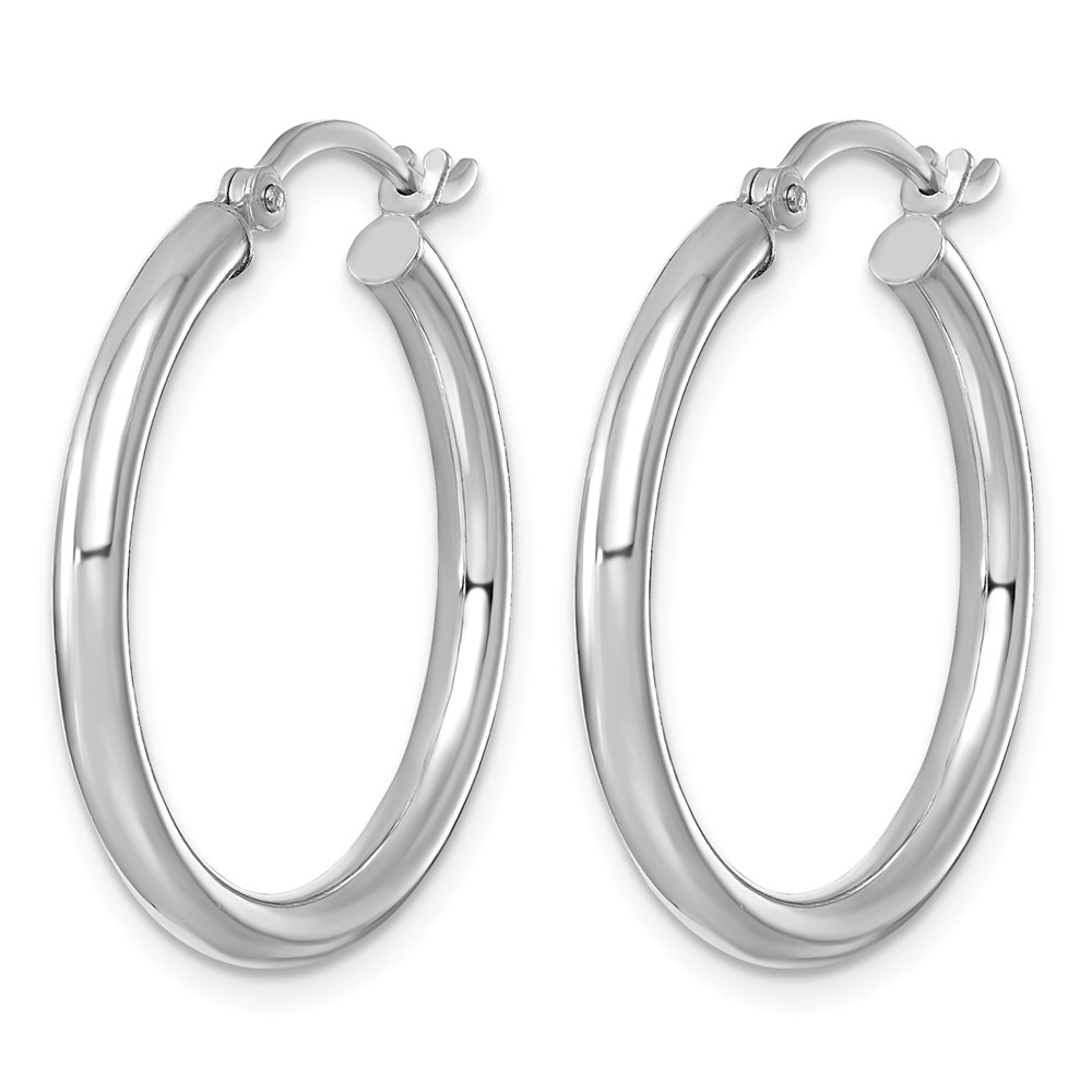 Sterling Silver Rhodium-plated 2.5mm Round Hoop Earrings (QE4385)