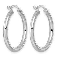 Sterling Silver Rhodium-plated 2.5mm Round Hoop Earrings view 4