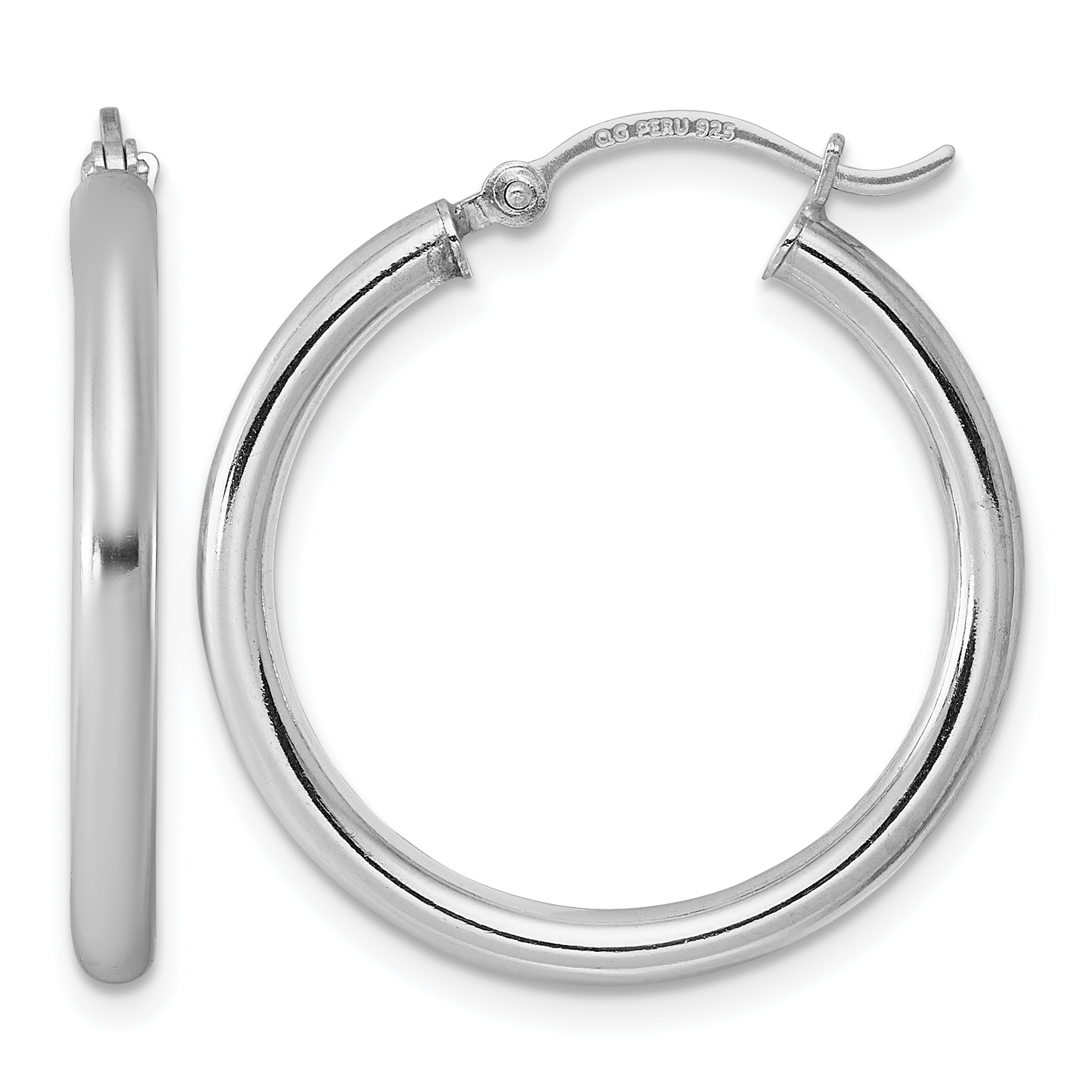 Sterling Silver Rhodium-plated 2.5mm Round Hoop Earrings (QE4385)