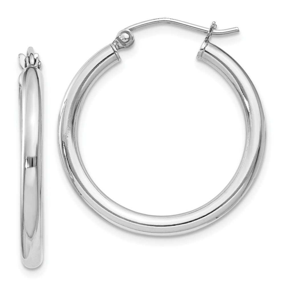 Sterling Silver Rhodium-Plated 2.5mm Round Hoop Earrings QE4385 ...