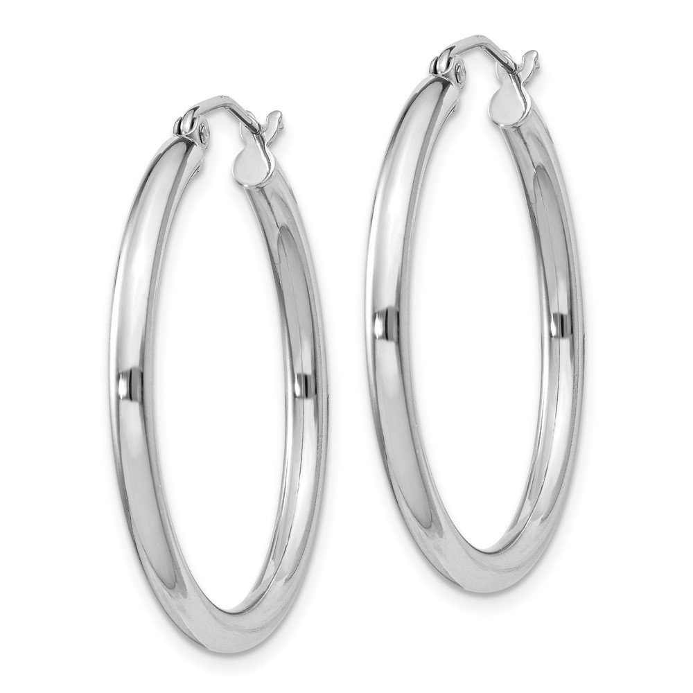 Sterling Silver Rhodium-Plated 2.5mm Round Hoop Earrings QE4386 | eBay