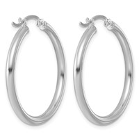 Sterling Silver Rhodium-plated 2.5mm Round Hoop Earrings view 4