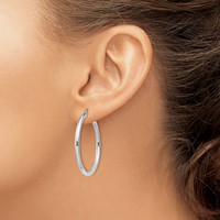 Sterling Silver Rhodium-plated 2.5mm Round Hoop Earrings view 3