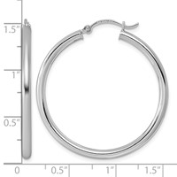 Sterling Silver Rhodium-plated 2.5mm Round Hoop Earrings view 5