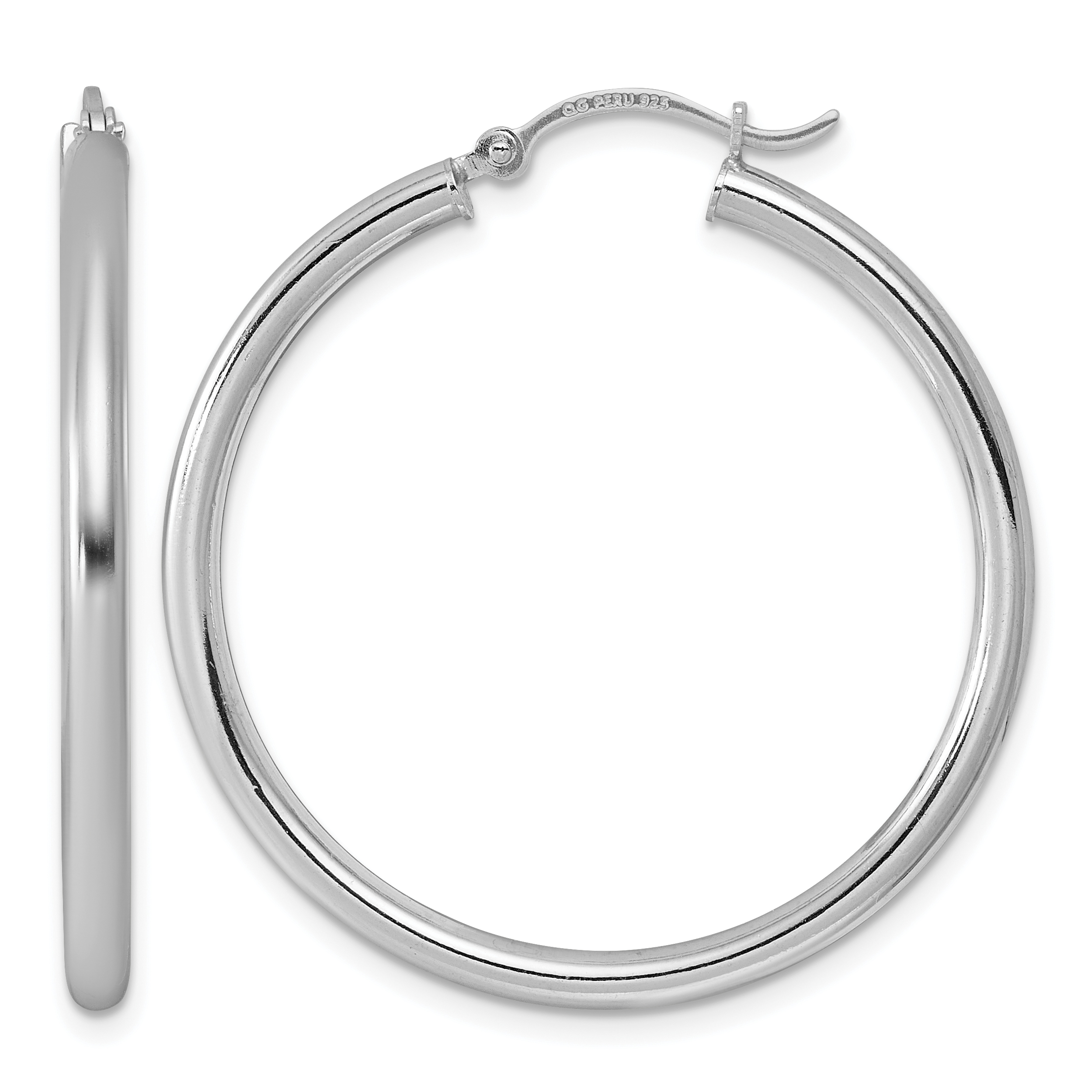 Sterling Silver Rhodium-plated 2.5mm Round Hoop Earrings (QE4387)