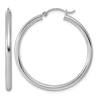 Sterling Silver Rhodium-plated 2.5mm Round Hoop Earrings view 1