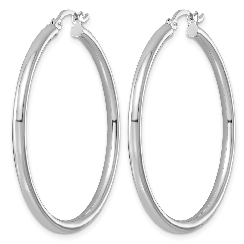 Sterling Silver Rhodium-plated 2.5mm Round Hoop Earrings (QE4388)