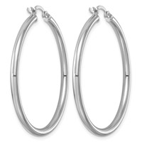 Sterling Silver Rhodium-plated 2.5mm Round Hoop Earrings view 4
