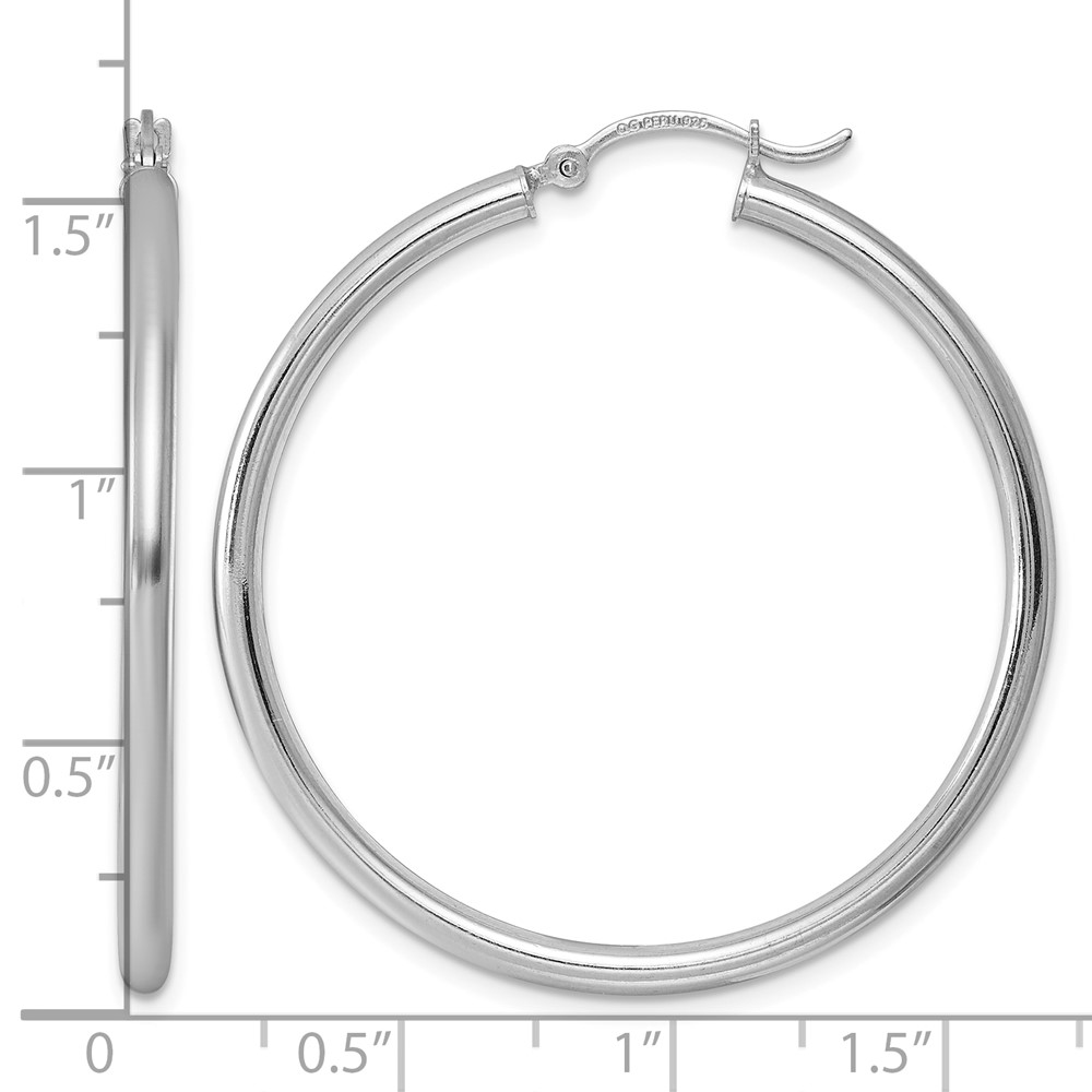 Sterling Silver Rhodium-plated 2.5mm Round Hoop Earrings (QE4388)