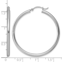 Sterling Silver Rhodium-plated 2.5mm Round Hoop Earrings view 5