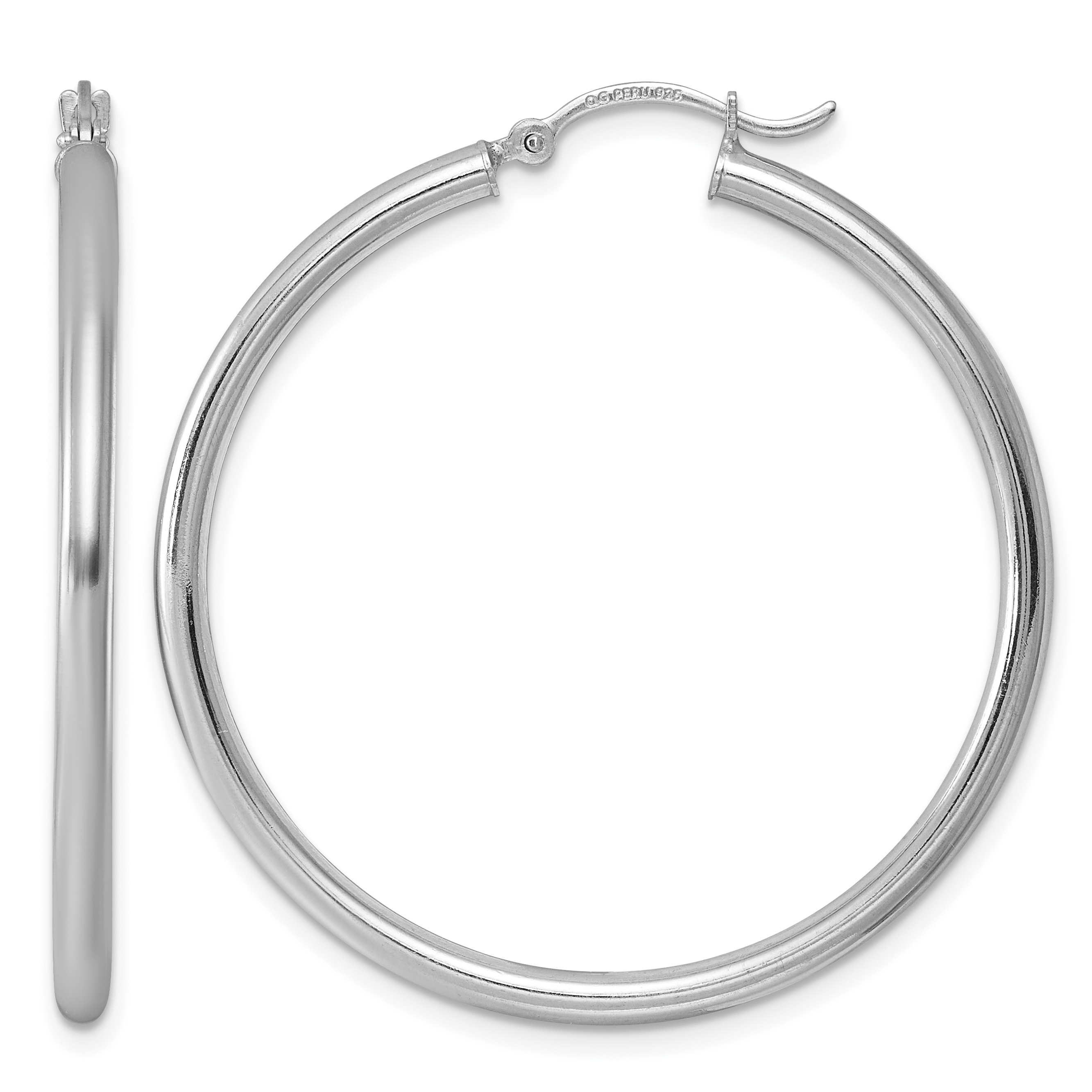 Sterling Silver Rhodium-plated 2.5mm Round Hoop Earrings (QE4388)